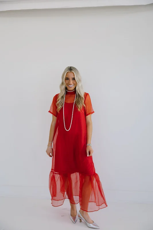 Brinley Midi Dress - Red