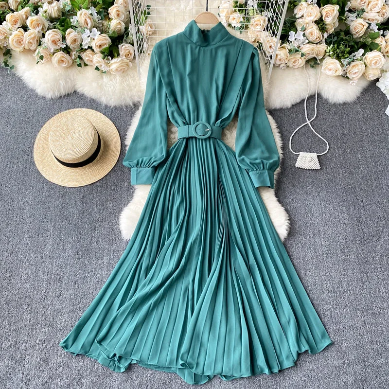 Retro Pleated Bohemian Dress, Boho Dress For Women