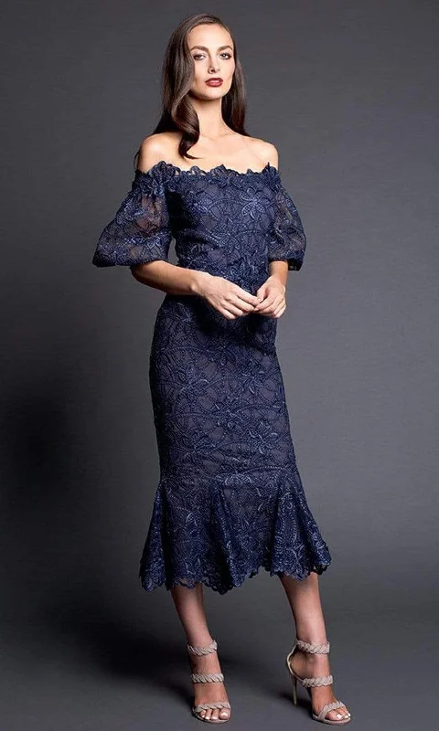 Nicole Bakti - 661 Off-Shoulder Lace Applique Cocktail Dress