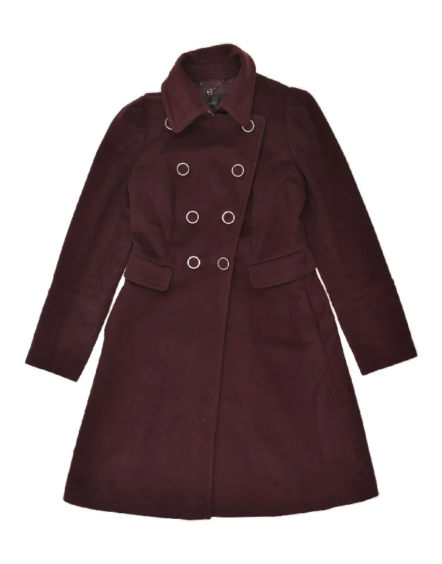 COAST Womens Double Breasted Coat UK 10 Small Maroon Wool