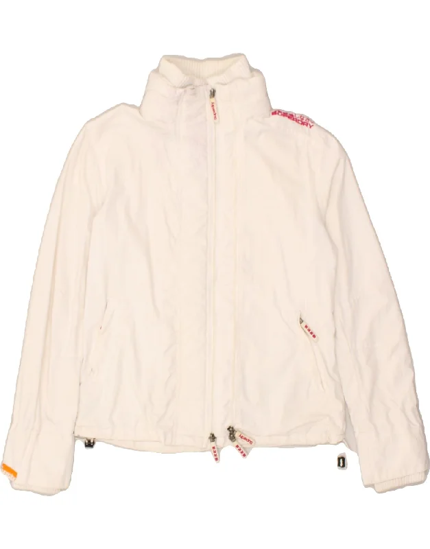 SUPERDRY Womens Windbreaker Jacket UK 18 XL Off White Nylon