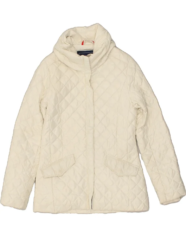 CONTE OF FLORENCE Womens Quilted Jacket IT 40 Small White Polyester