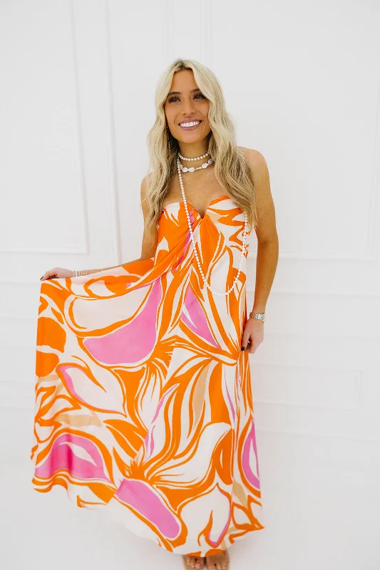 Jovie Dress - Orange/Cream Multi