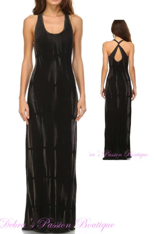 Urban X Cross Back Two Tone Maxi Dress- Black Maho